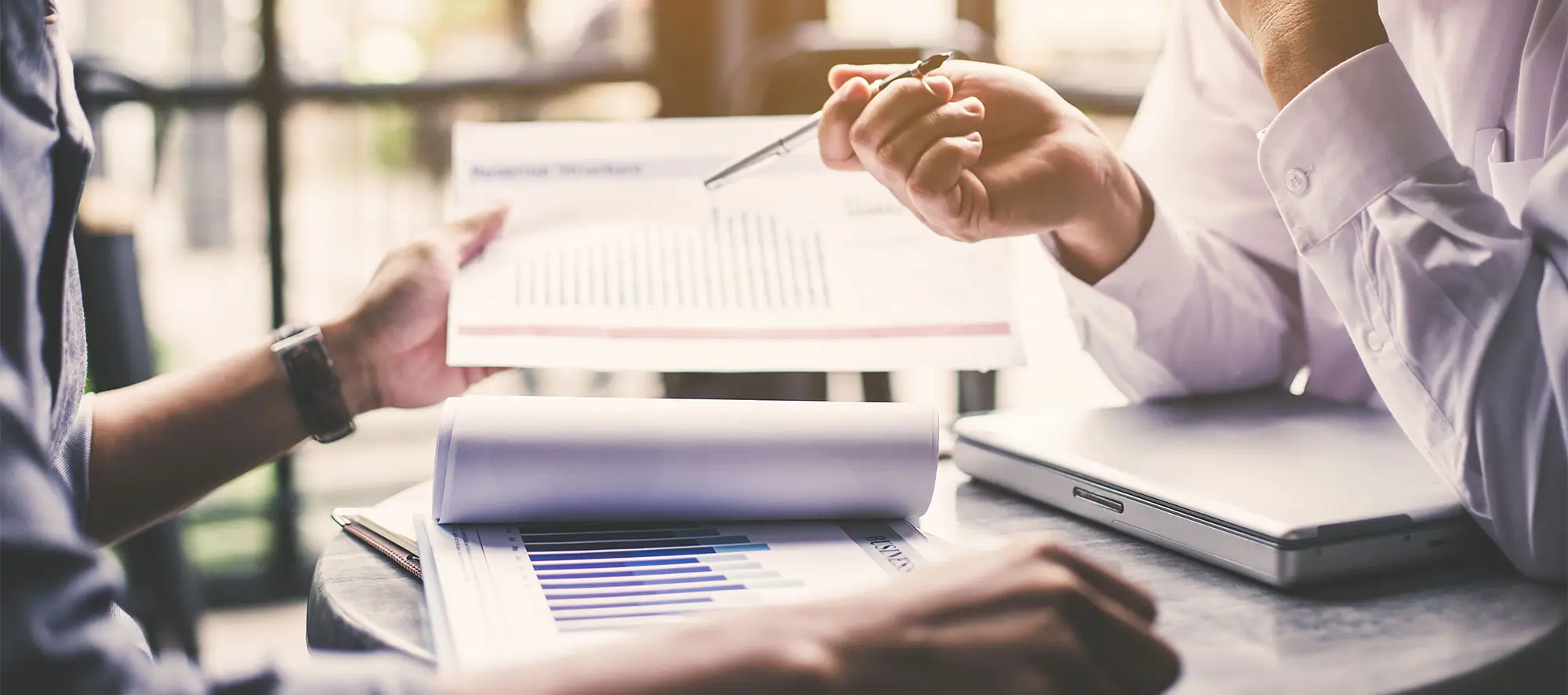 business men review chart and document of investment information strategy.