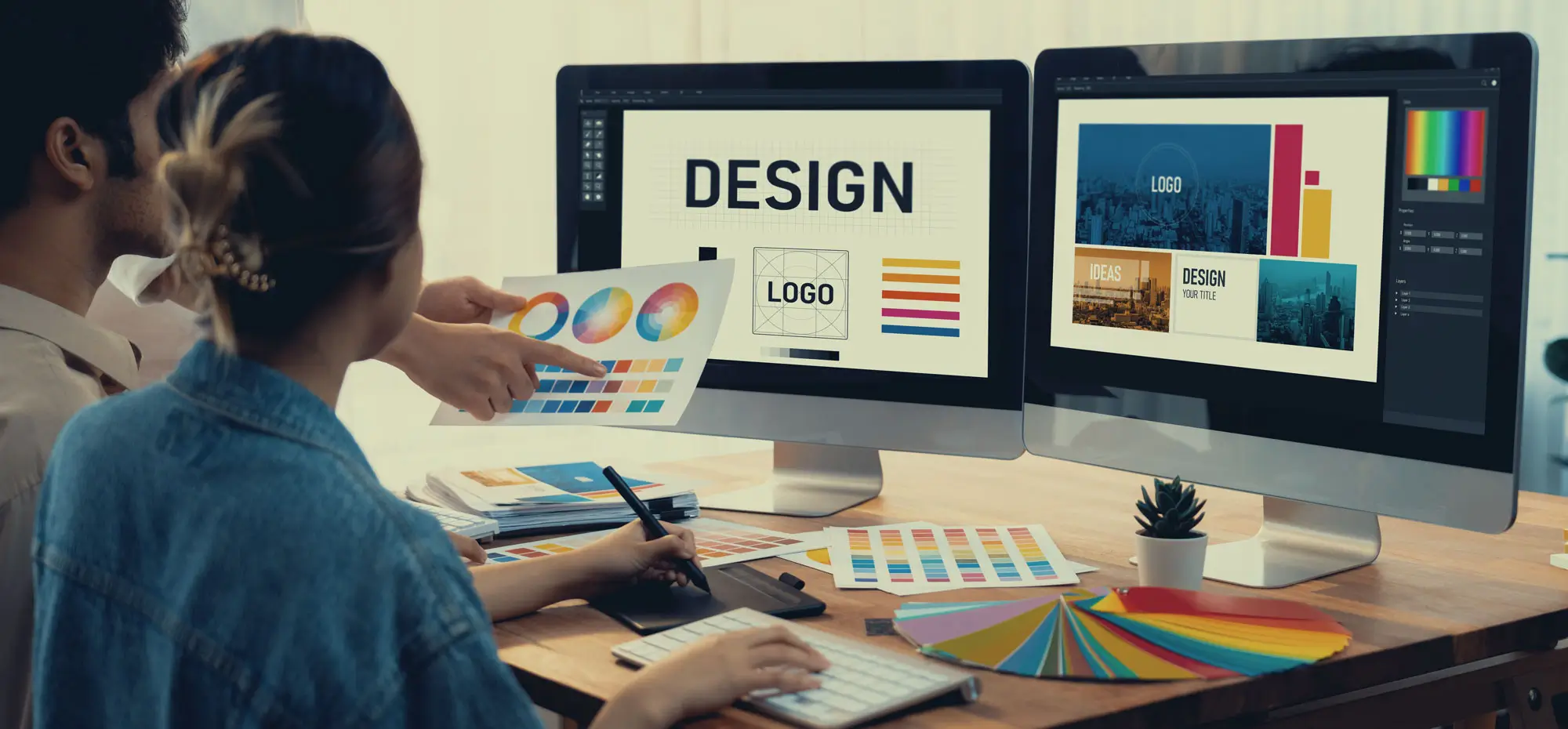 Graphic artists working on a project