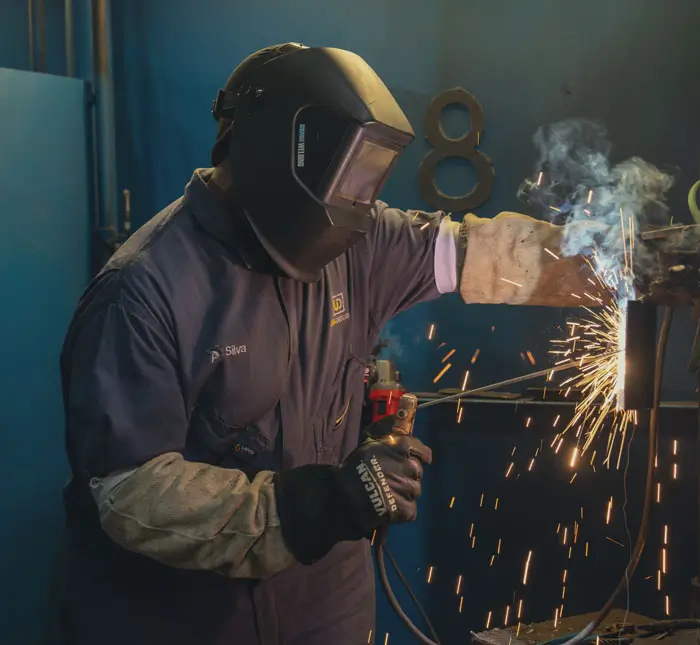 Student in welding class