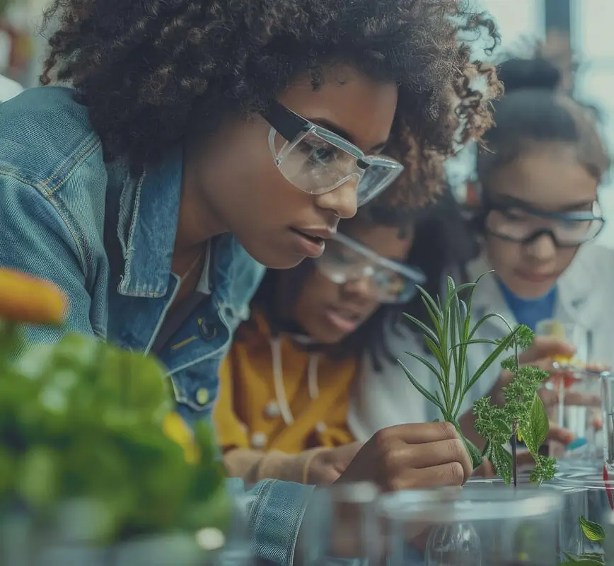 Students in a botany lab
