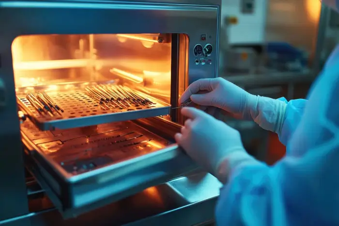 Sterilizing medical instruments in autoclave