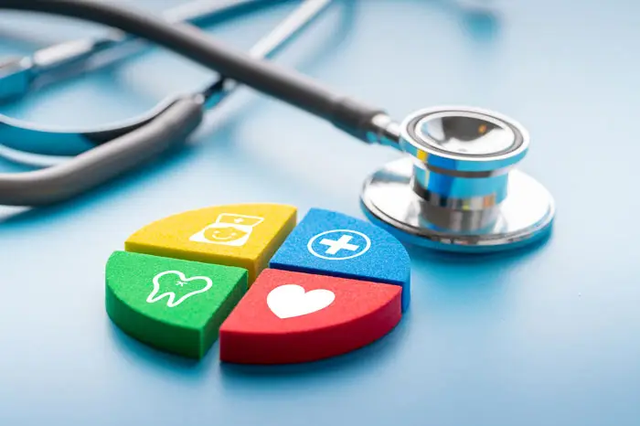 Medical icon on jigsaw puzzle for global health care