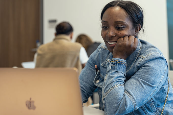 Woman using a laptop