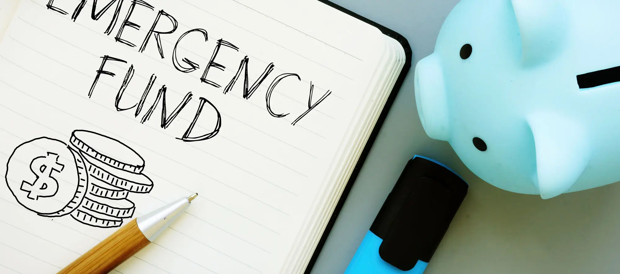 Emergency fund is shown as the business and financial concept