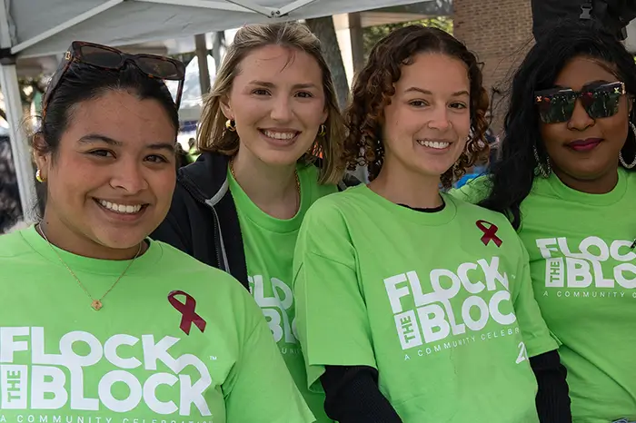 Students at College of the Mainland's Flock the Block event.