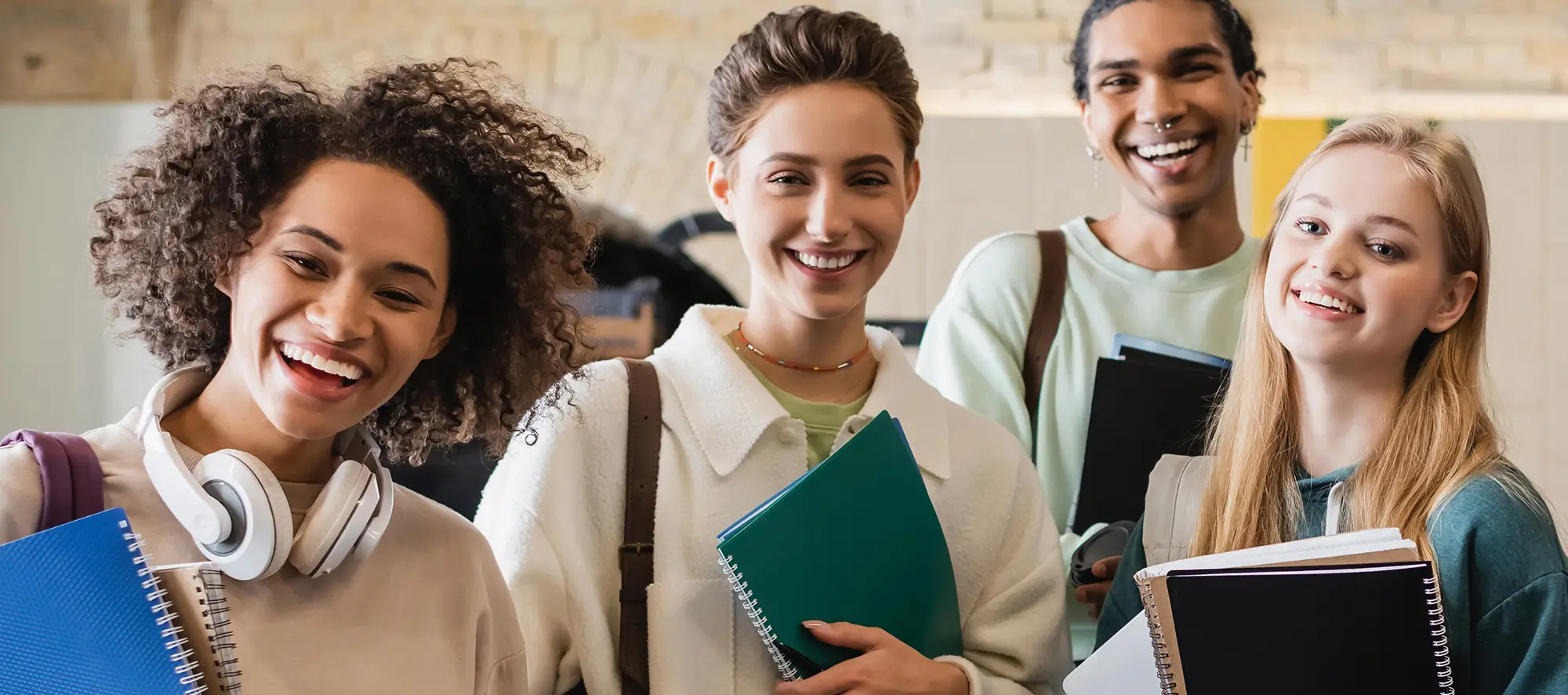 Group of smiling students on campus