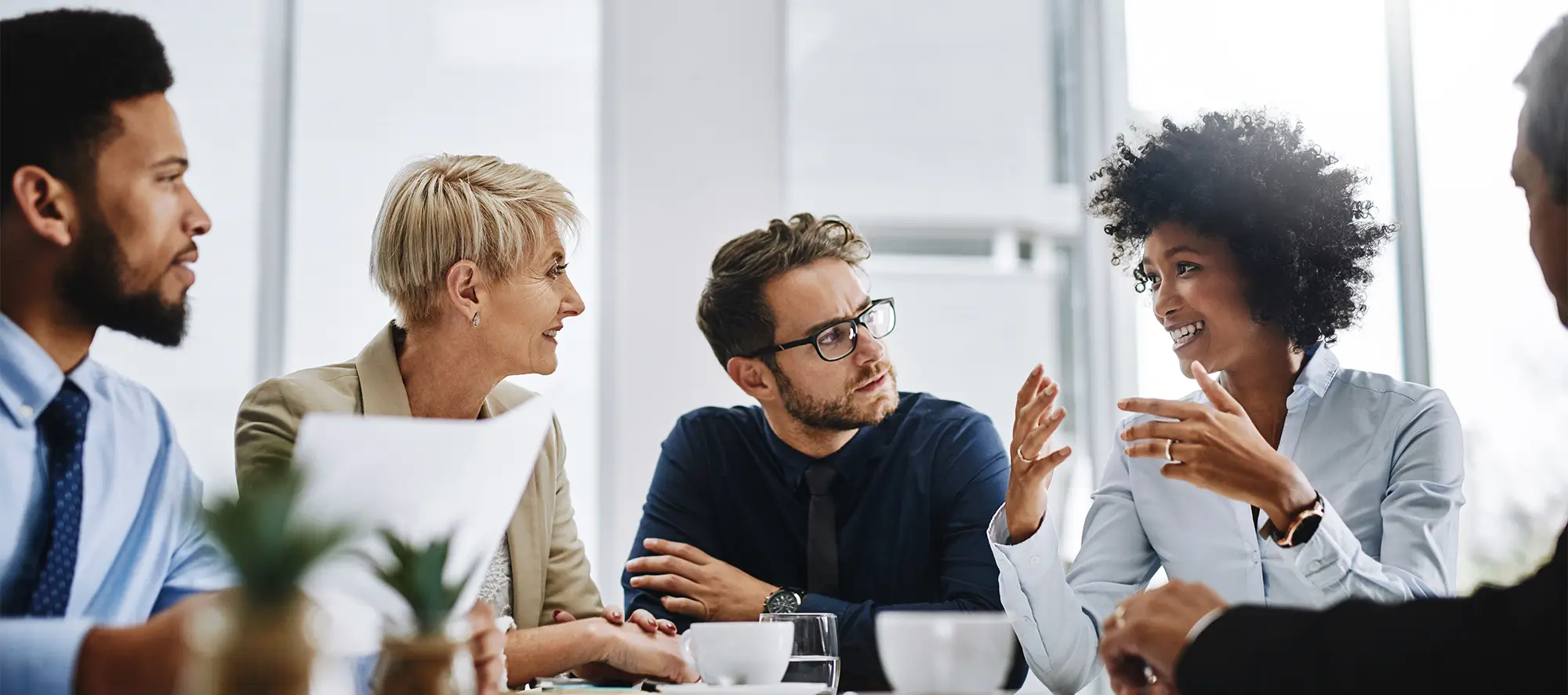 Group of business professionals talking