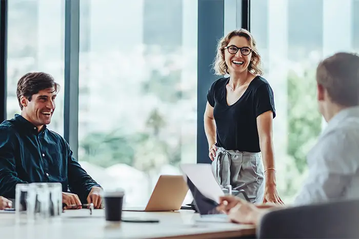 Group of office working in a meeting.