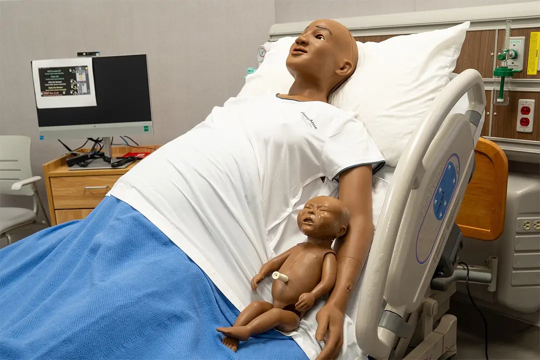 The MamaAnne Maternal and Birthing Simulator in the College of the Mainland Simulation Lab.