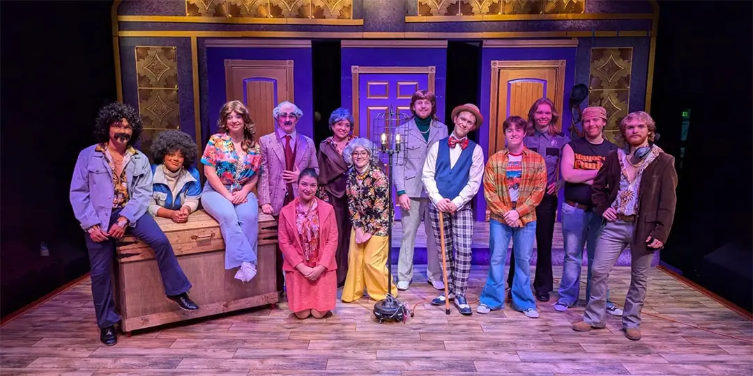 Full cast of FUNNY BONED -or- How I Learned to SCHTICK the Landing on set.