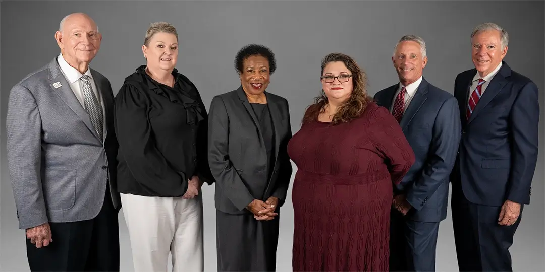 COM Board of Trustees, from left to right: Don Gartman, Kimberly Dodson, Wilma Clark Green, Melissa Skipworth, Kyle Dickson and Bill McGarvey.