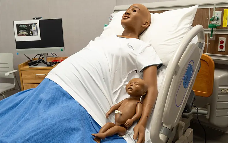 The MamaAnne Maternal and Birthing Simulator in the College of the Mainland Simulation Lab.