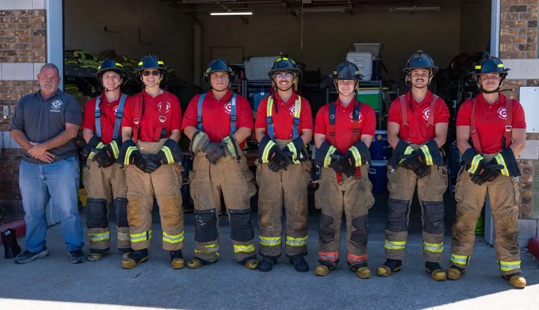 Fire cadets lined up outside station