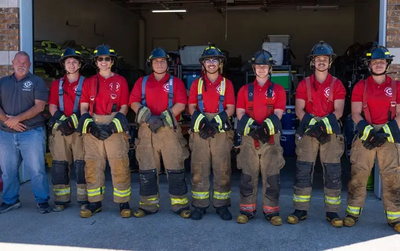 Fire cadets lined up outside station