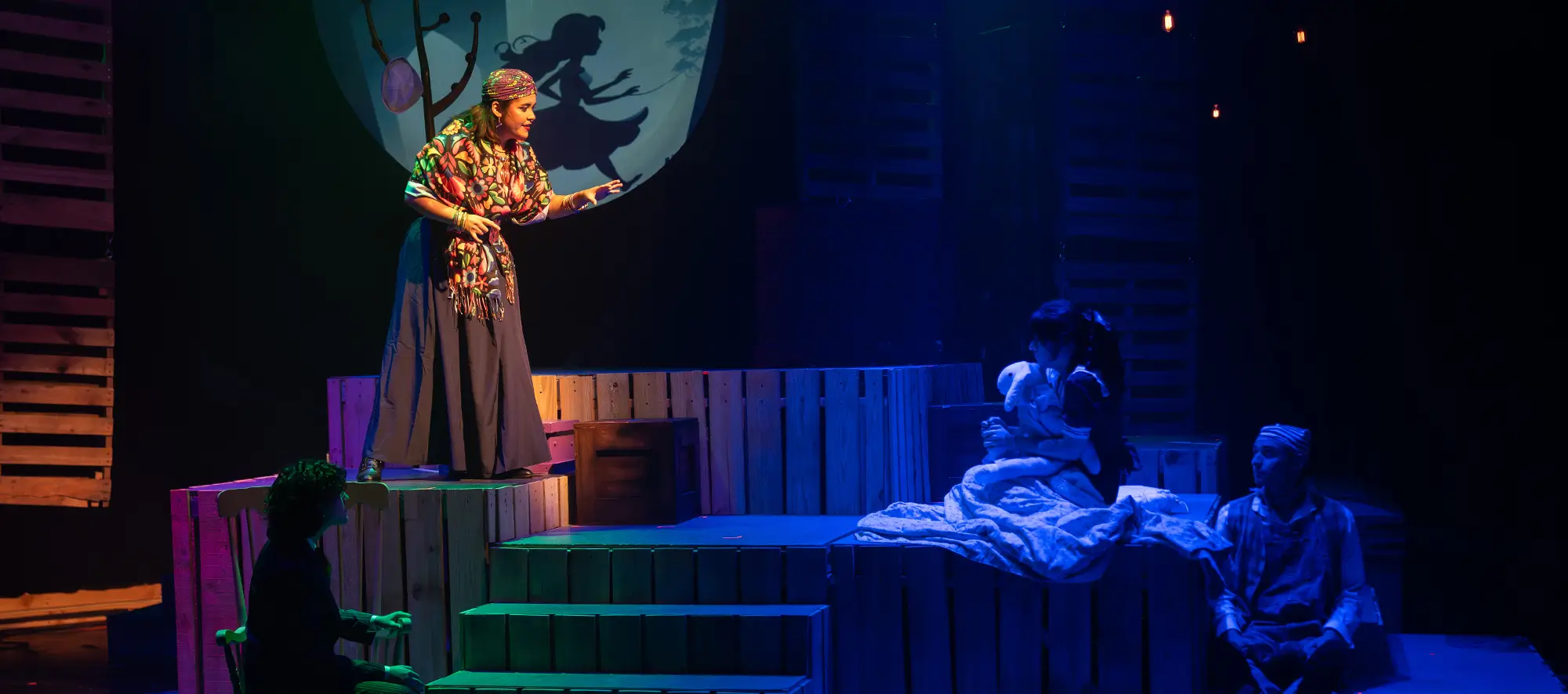 Actors on stage at the College of the Mainland's theatre.