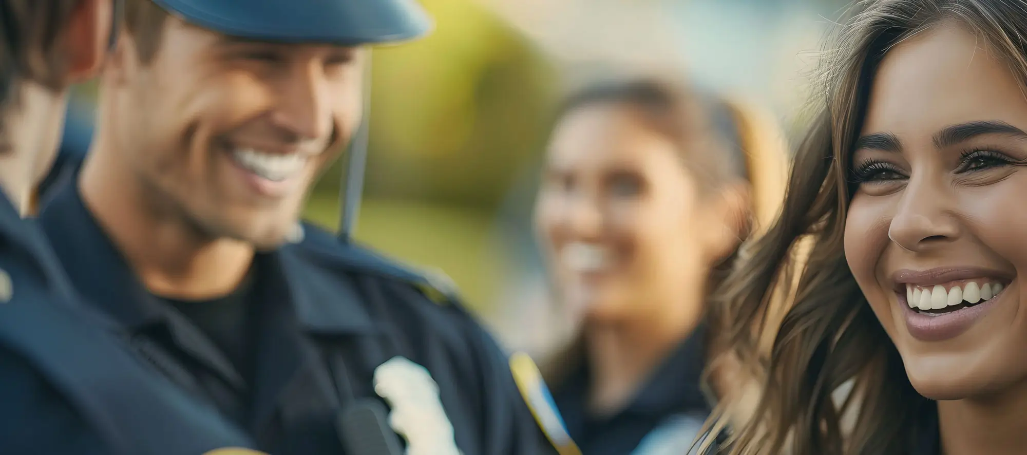 campus police interacting with students.