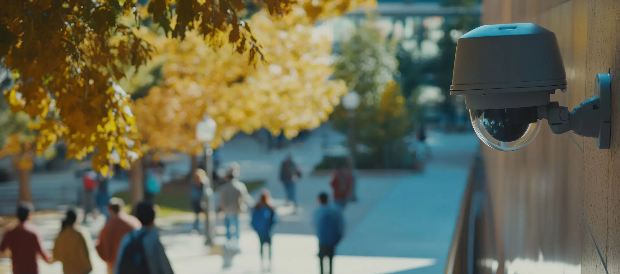 Campus Security Camera Autumn Walkway