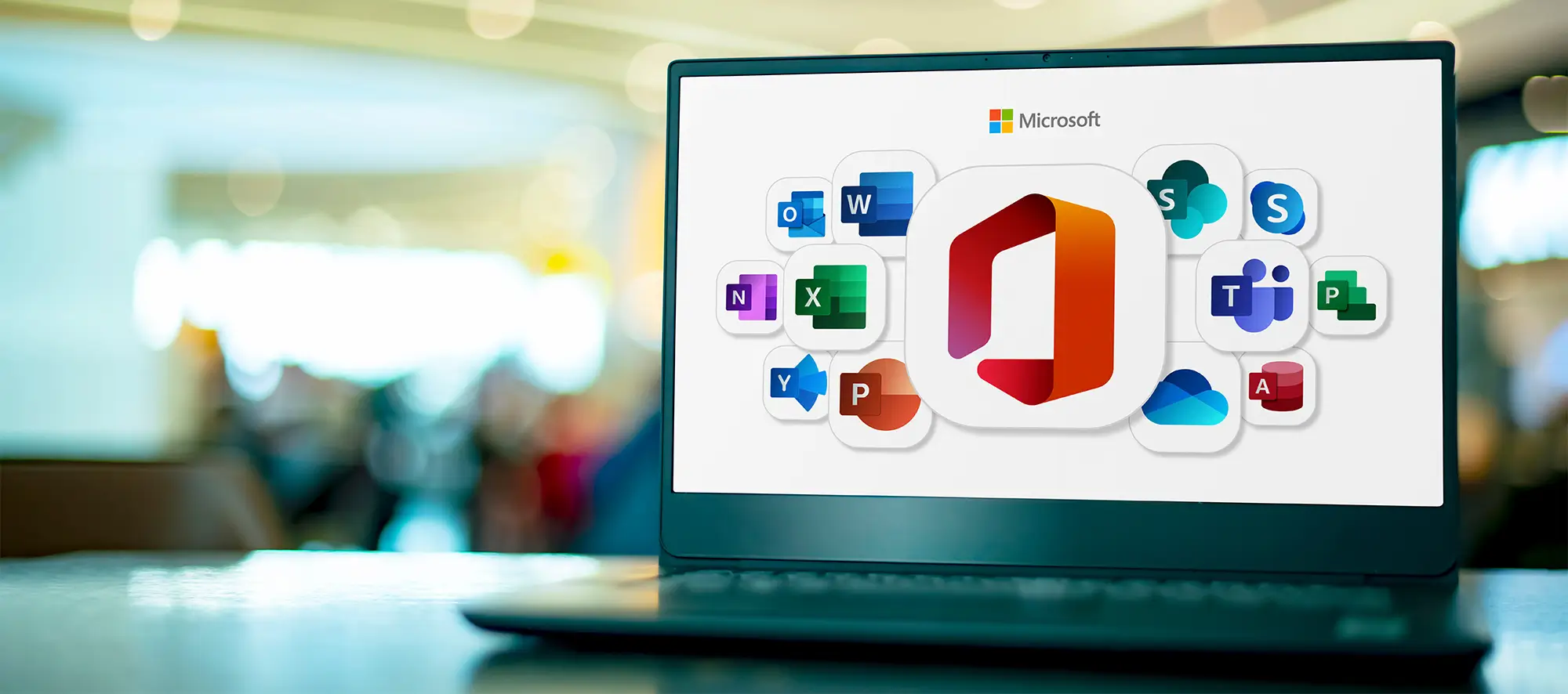 Laptop screen displaying the microsoft office suite.